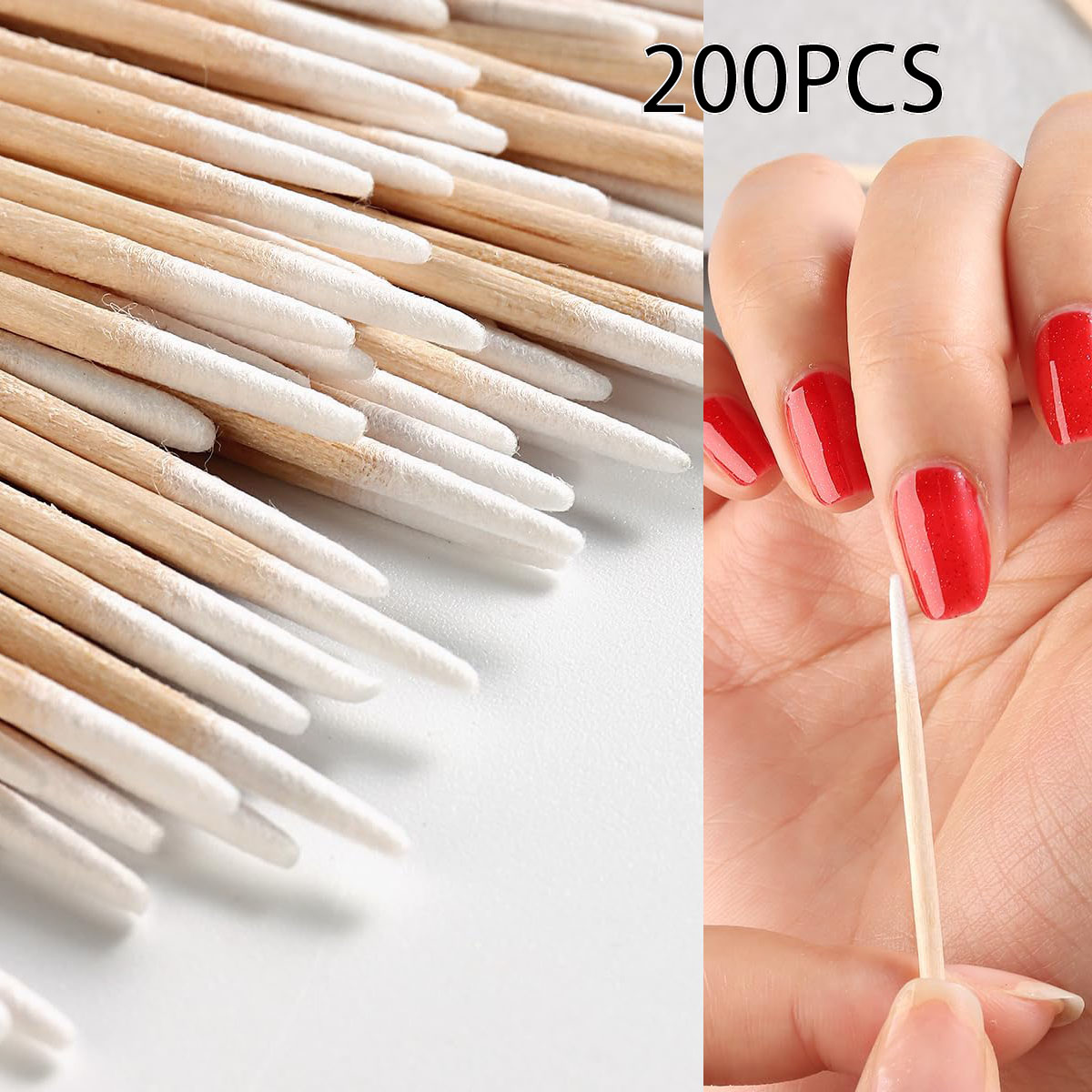 Wood Filler Stick - 200pcs Nails Art Wood Cotton Swab